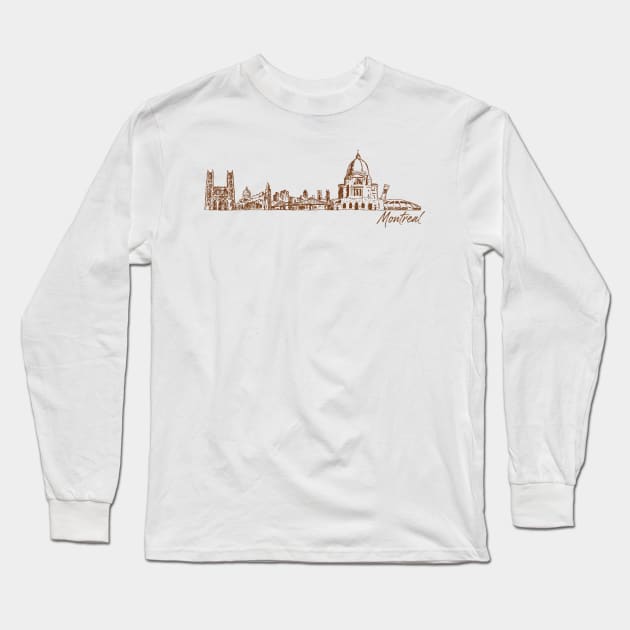 Montreal hand drawn skyline Long Sleeve T-Shirt by SerenityByAlex